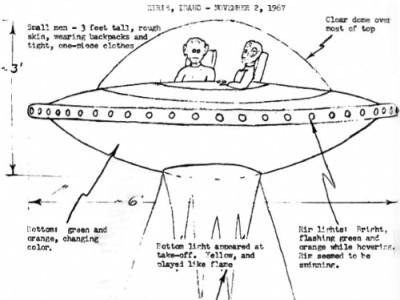Disco voador tripulado, observado em Ririe, Idaho, em 2 de novembro de 1967.